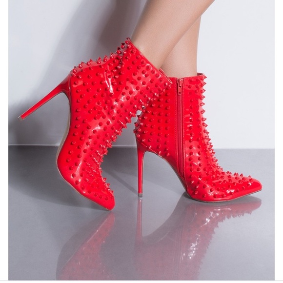 Size 10 Available. Red Studded Booties. - Picture 3 of 8